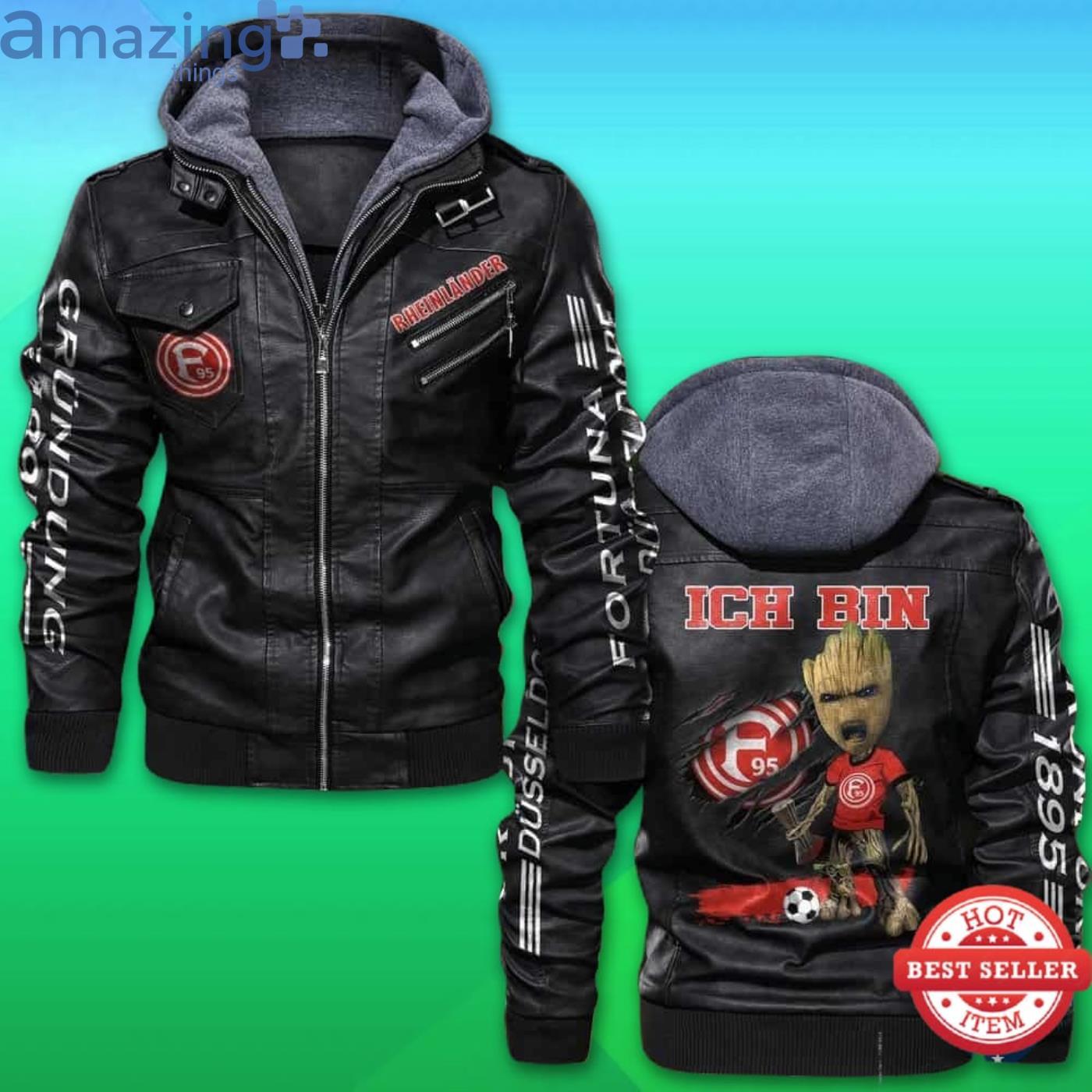 Fortuna Düsseldorf FC Hooded 2D Trending Leather Jacket Product Photo 1
