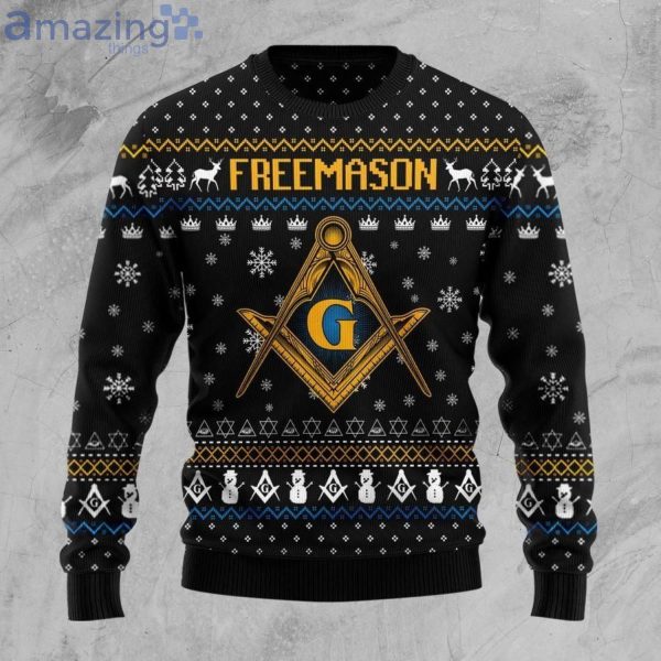 Freemason Black Christmas Ugly Sweater Product Photo 1