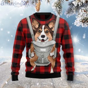 Front Carrier Dog Pembroke Welsh Corgi Ugly Christmas Sweater Product Photo 1