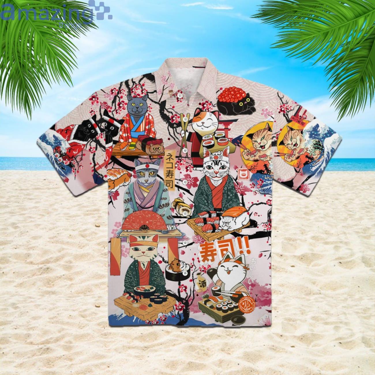 Funny Cat Eat Sushi Japanese Hawaiian Shirt For Men And Women Product Photo 1