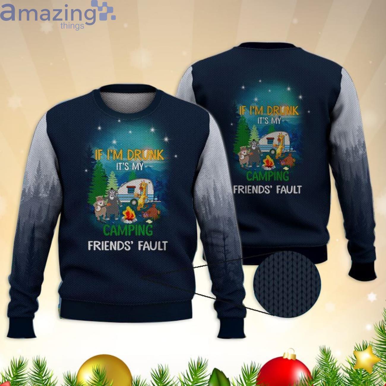Funny Drunk Camping Camper Party All Over Print 3D Sweater Product Photo 1