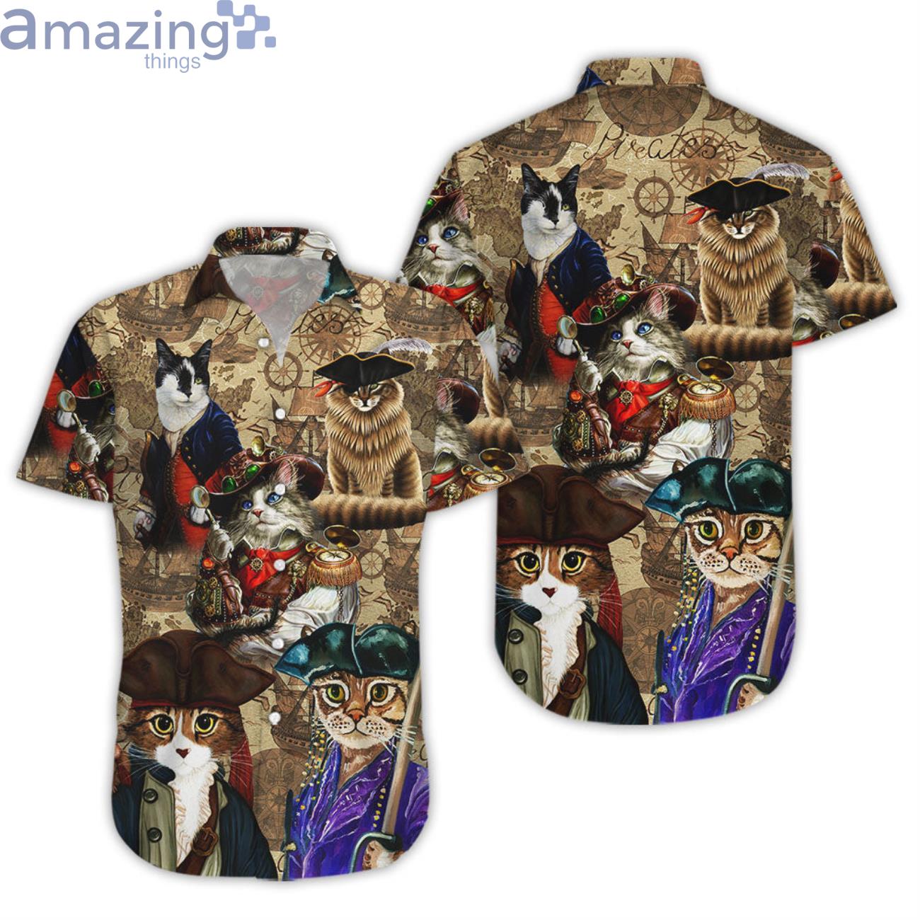Funny Pirates Cat Cat Pirates Hawaiian Shirt Product Photo 1