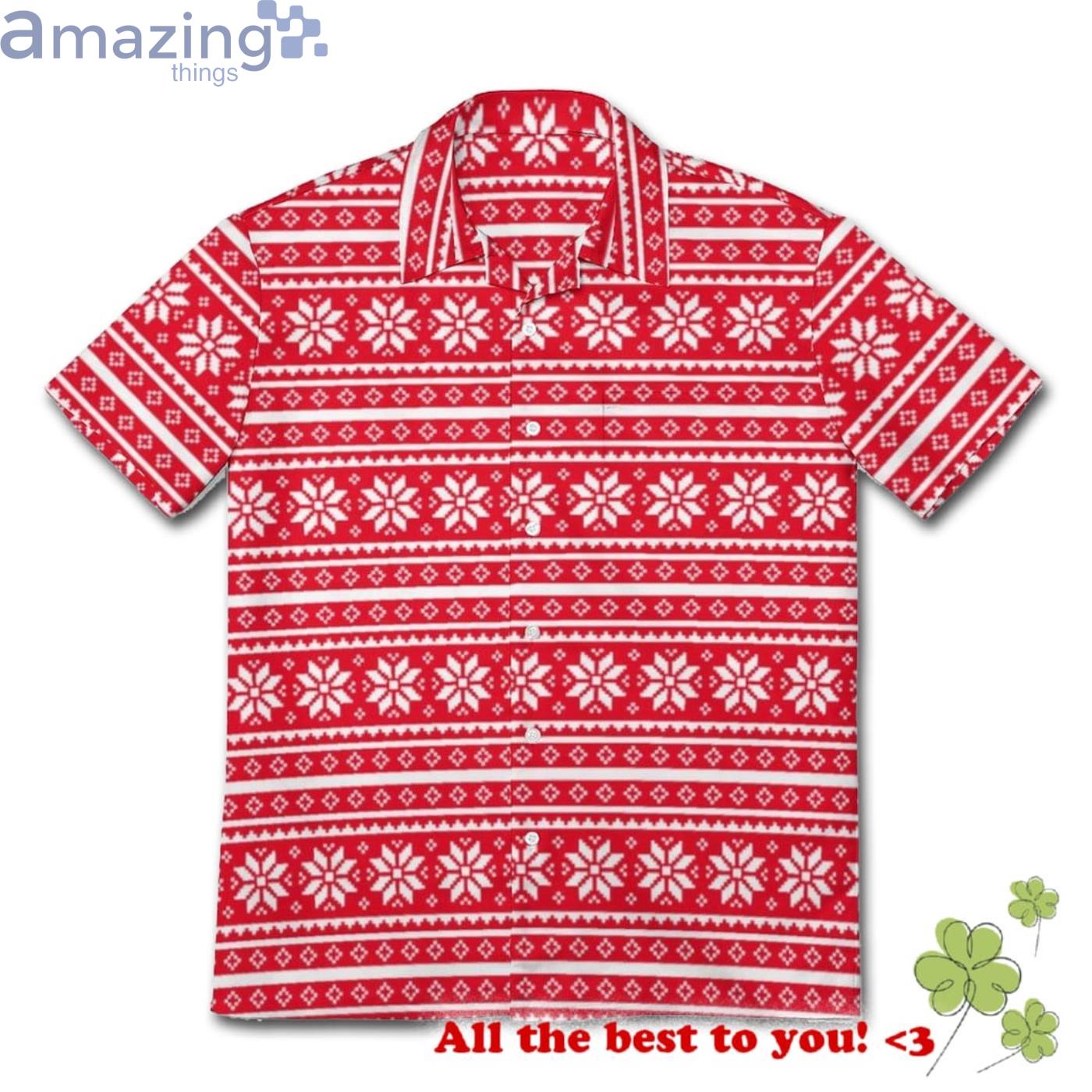 Funny Red Ugly Christmas Sweater Pattern Hawaiian Shirt image Funny Red Ugly Christmas Sweater Pattern Hawaiian Shirt Product Photo 2