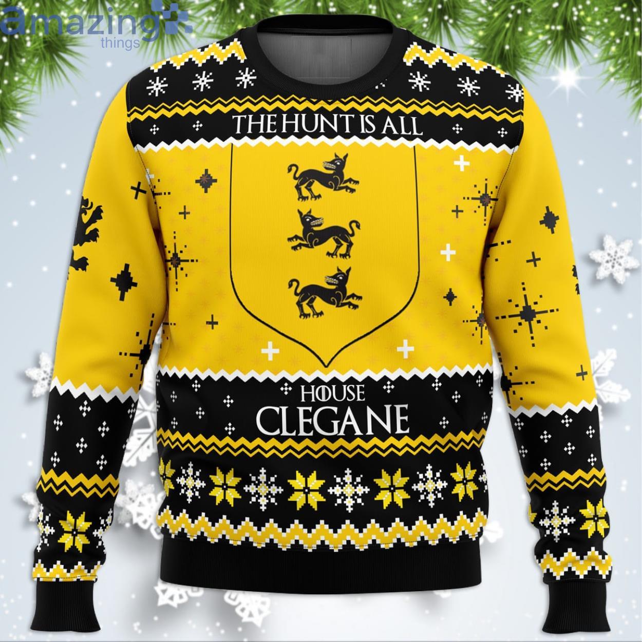 Game Of Thrones House Clegane Funny Christmas Gift Ugly Christmas Sweater Product Photo 1 Game Of Thrones House Clegane Funny Christmas Gift Ugly Christmas Sweater Product Photo 1