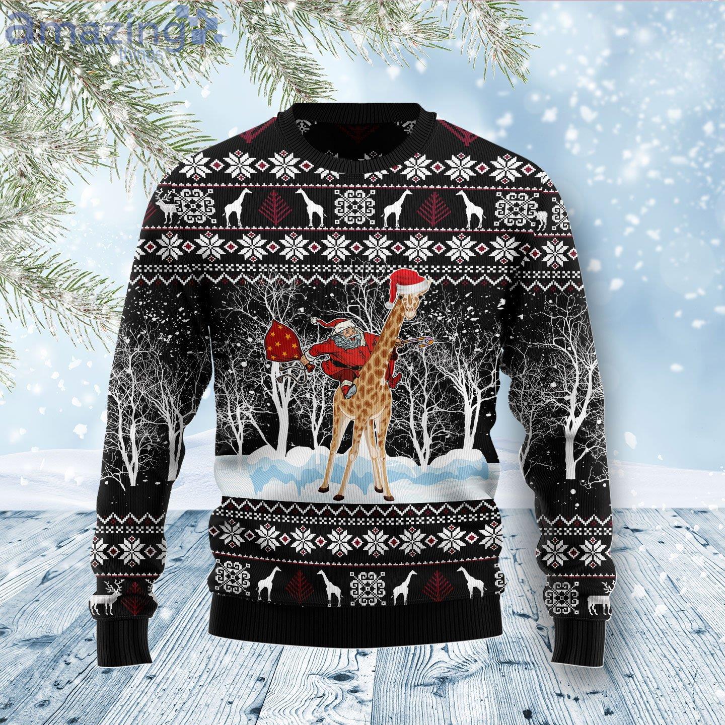 Giraffe And Santa Funny Gift Ugly Christmas Sweater image Giraffe And Santa Funny Gift Ugly Christmas Sweater Product Photo 1 Product photo 1