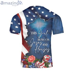 Girl Runs On Jesus And Horses 3D Shirt For Women Girls American Horse Lover Horse Product Photo 3