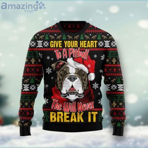 Give Your Heart Pitbull Ugly Christmas Sweater Family Ugly Christmas Sweater Gifts