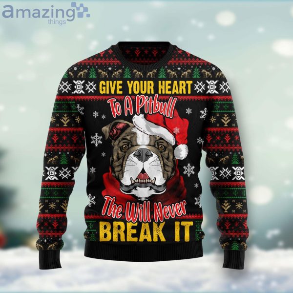 Give Your Heart Pitbull Ugly Christmas Sweater Family Ugly Christmas Sweater Gifts Product Photo 1