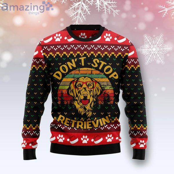 Golden Retriever Don't Stop Dog Lover Ugly Christmas Sweater Product Photo 1