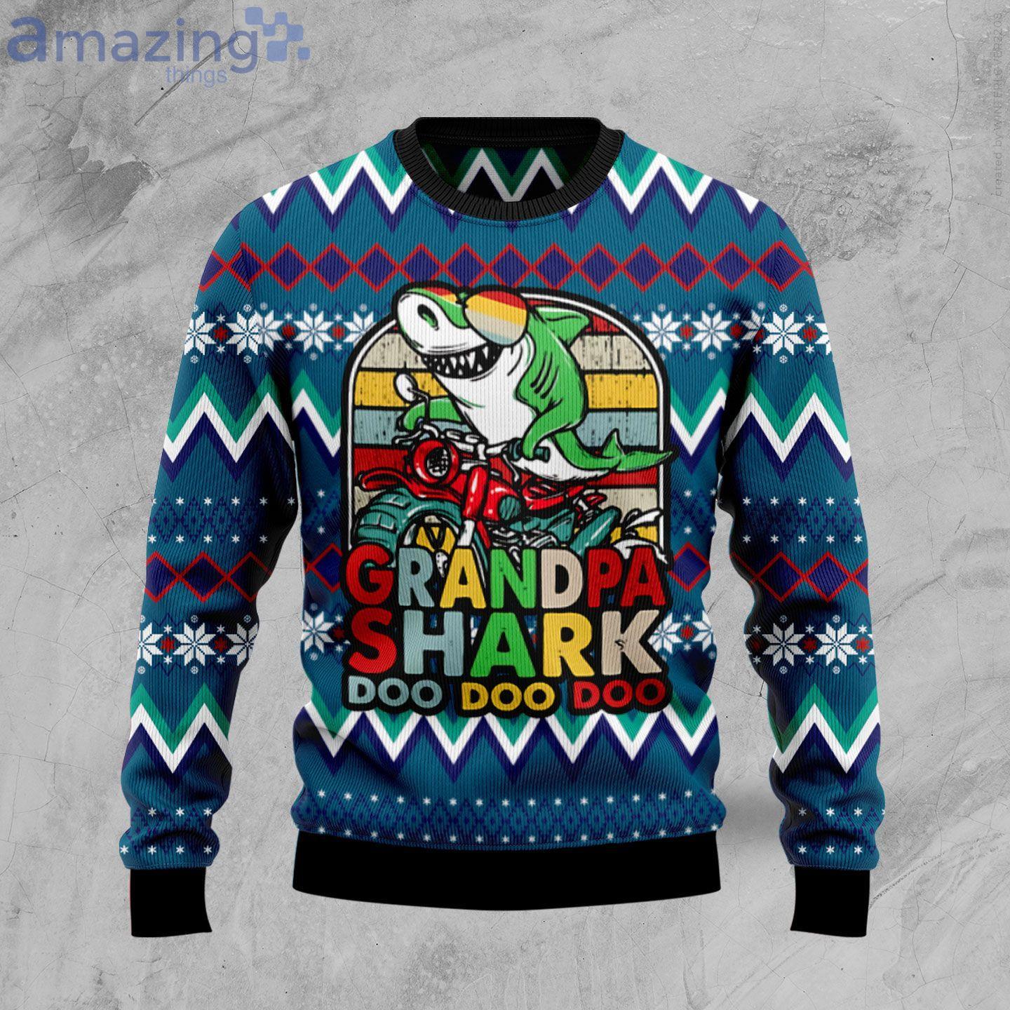 Grandpa Shark Dododo Funy Gift Ugly Christmas Sweater Product Photo 1