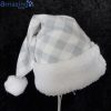 Gray White Buffalo Check Flannel Christmas Santa Hat For Adult And Child