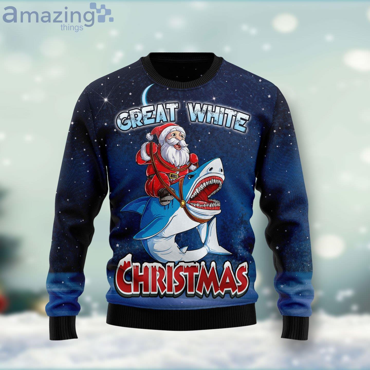 Great White Christmas Shark Ugly Christmas Sweater Family Sweater Gifts Product Photo 1