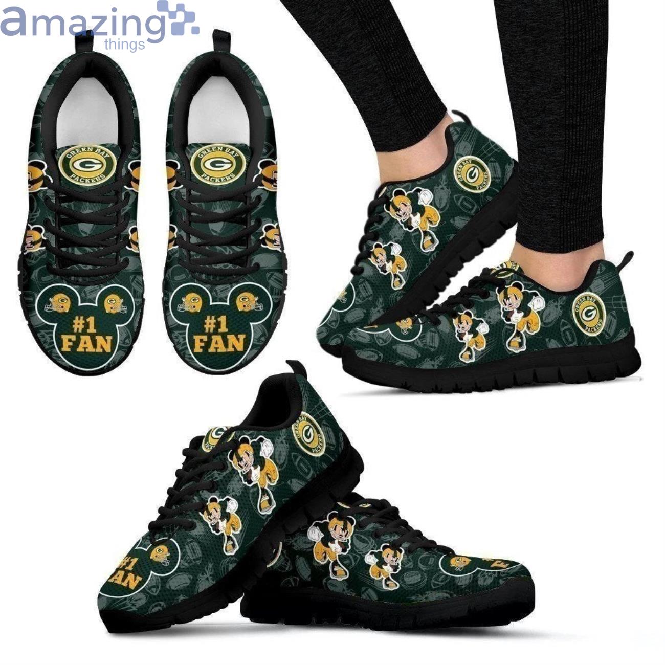 Green Bay Packers Mickey Sneakers Shoes For Fans Product Photo 1
