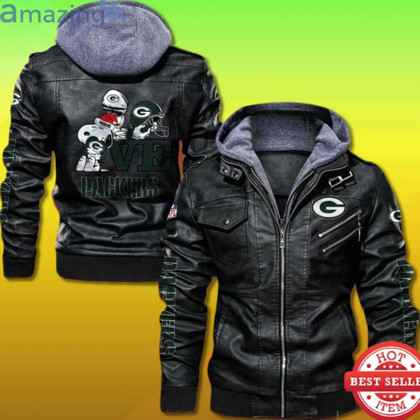 Green Bay Packers Snoopy 2D Trending Leather Jacket Product Photo 1