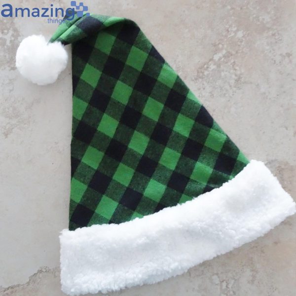 Green Buffalo Check Grinch Green Christmas Santa Hat For Adult And Child Product Photo 2