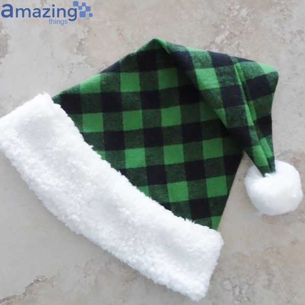 Green Buffalo Check Grinch Green Christmas Santa Hat For Adult And Child Product Photo 4