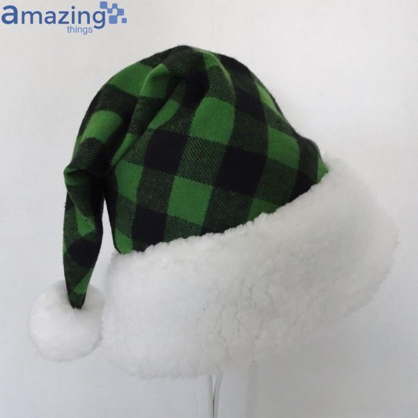 Green Buffalo Check Grinch Green Christmas Santa Hat For Adult And Child Product Photo 5