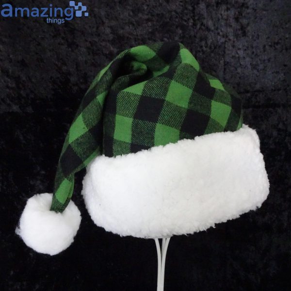Green Buffalo Check Grinch Green Christmas Santa Hat For Adult And Child Product Photo 1