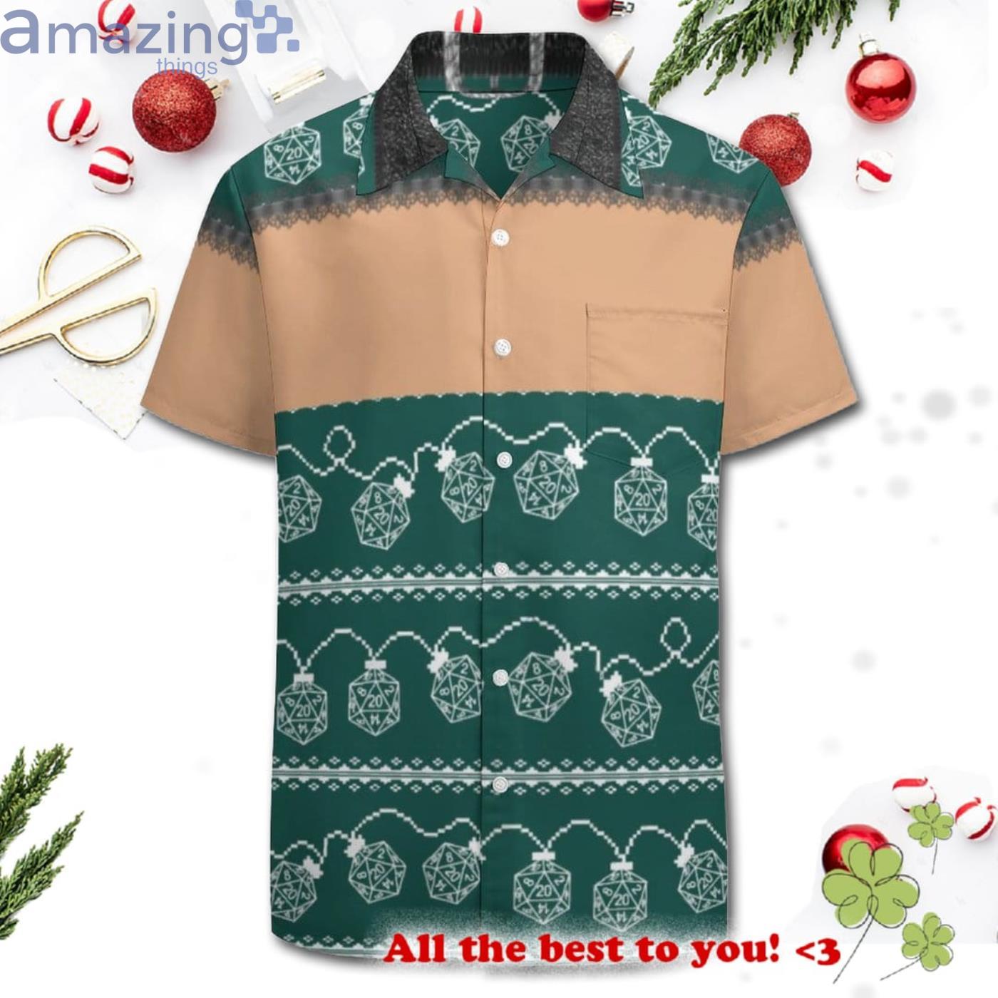 Green Christmas Lights Bold Ugly Sweater Hawaiian Shirt Product Photo 1