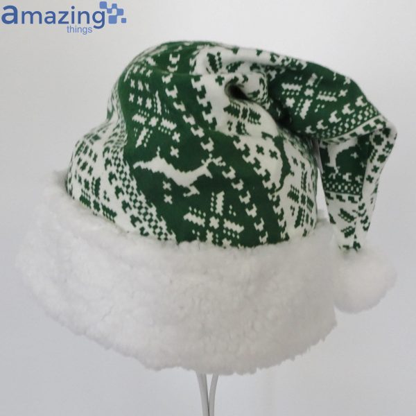 Green Nordic Stripe Christmas Knitting Pattern Christmas Santa Hat For Adult And Child Product Photo 2