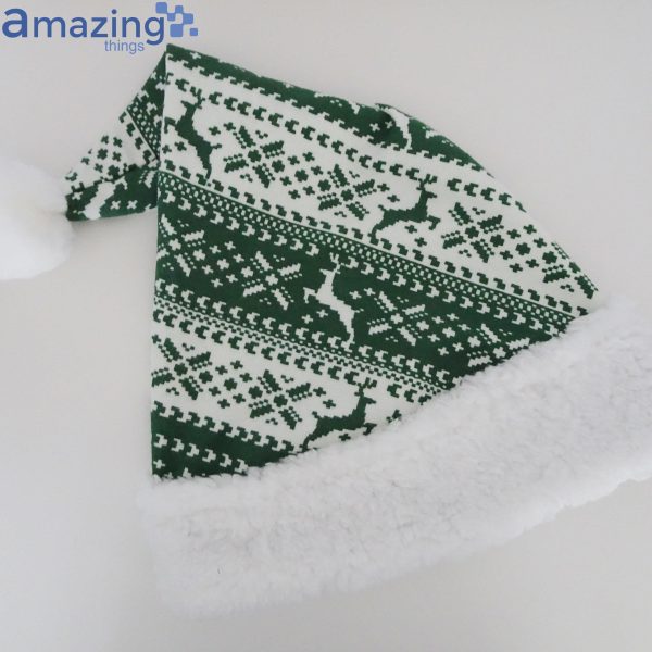 Green Nordic Stripe Christmas Knitting Pattern Christmas Santa Hat For Adult And Child Product Photo 3