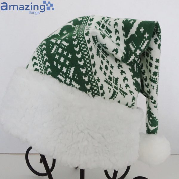 Green Nordic Stripe Christmas Knitting Pattern Christmas Santa Hat For Adult And Child Product Photo 5