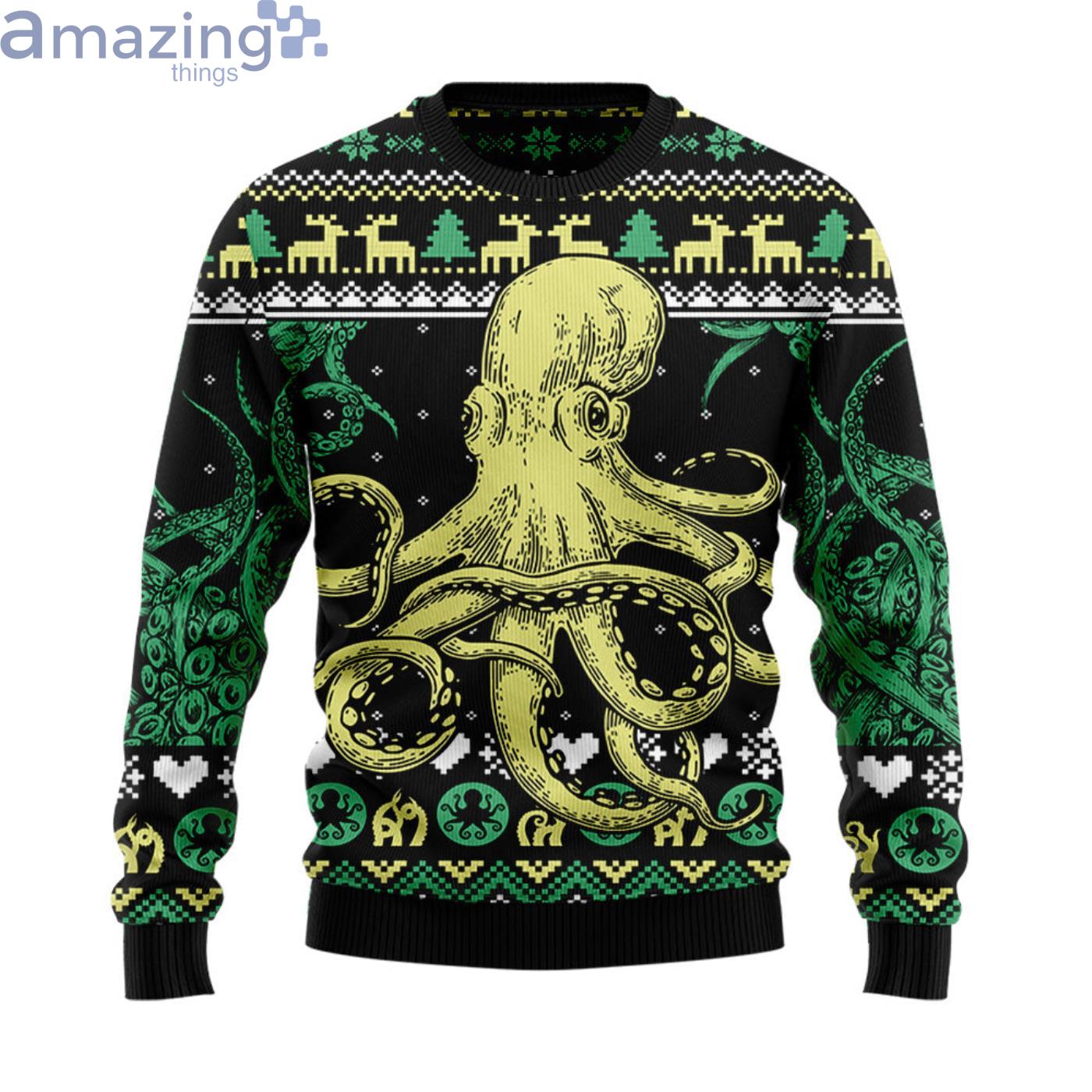 Green Octopus Christmas Ugly Sweater Product Photo 1