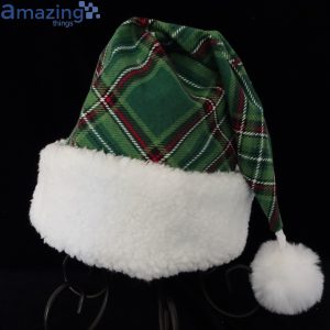 Green Plaid Turtle Pineapple Christmas Decors Pattern Christmas Santa Hat For Adult And Child Product Photo 2