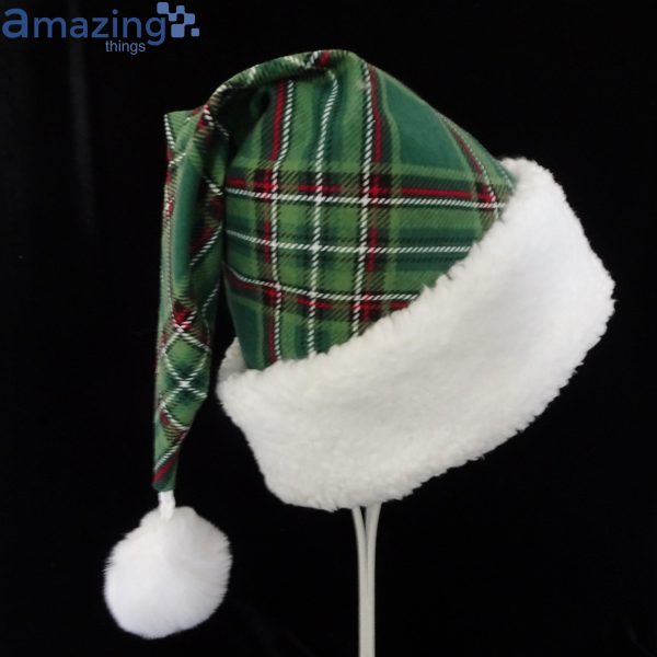 Green Plaid Turtle Pineapple Christmas Decors Pattern Christmas Santa Hat For Adult And Child Product Photo 4