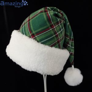 Green Plaid Turtle Pineapple Christmas Decors Pattern Christmas Santa Hat For Adult And Child Product Photo 1