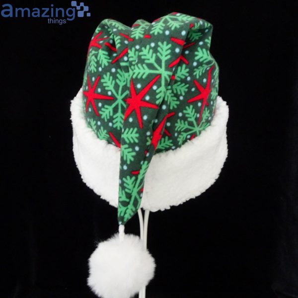 Green Snowflake Pattern Christmas Santa Hat For Adult And Child Product Photo 2