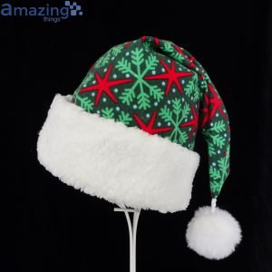 Green Snowflake Pattern Christmas Santa Hat For Adult And Child Product Photo 1