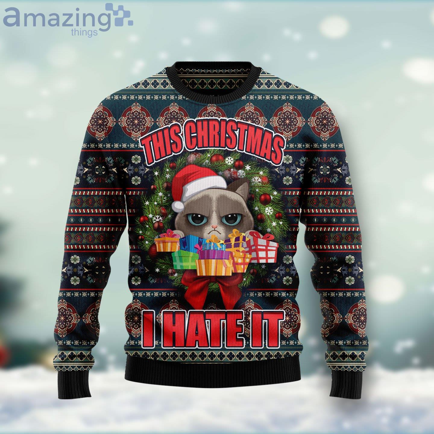 Grumpy Cat This Christmas I Hate It Ugly Christmas Sweater image Grumpy Cat This Christmas I Hate It Ugly Christmas Sweater Product Photo 1 Product photo 1