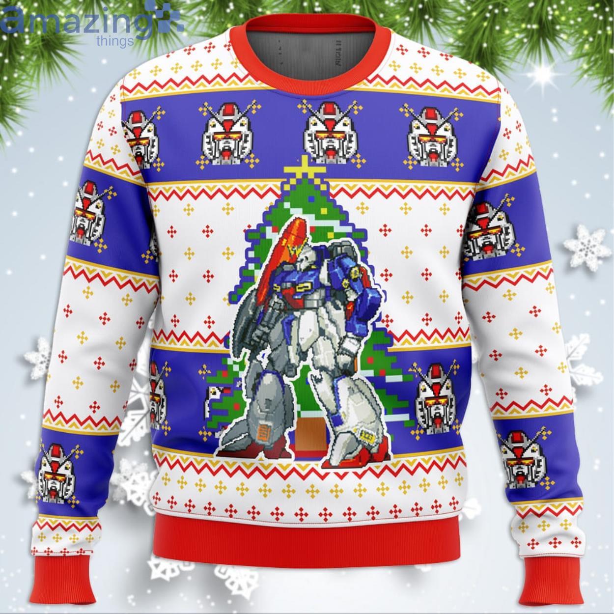 Gundam Xmas Funny Christmas Gift Ugly Christmas Sweater Product Photo 1