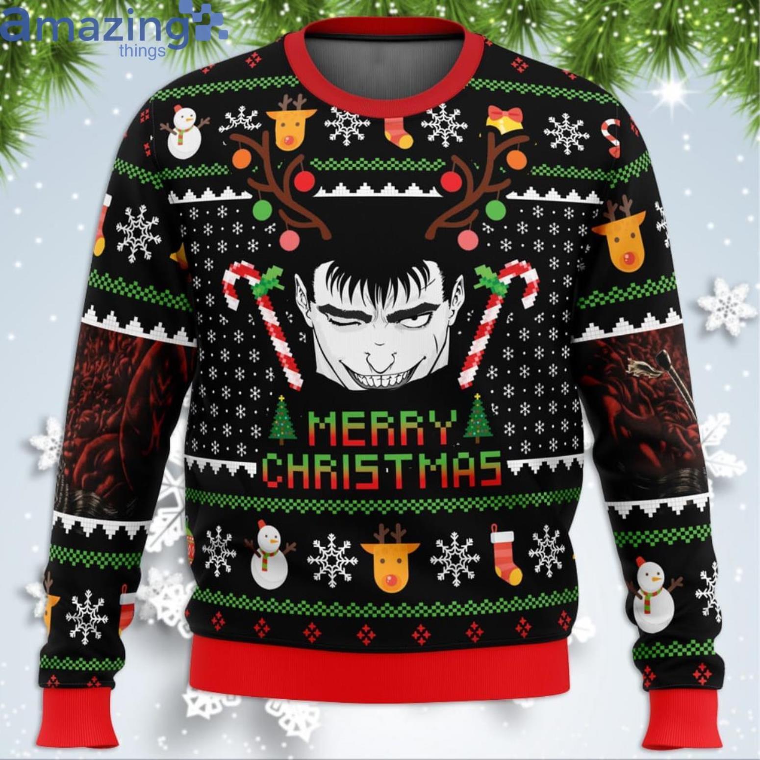 Guts Santa Claus Berzerk Funny Christmas Gift Ugly Christmas Sweater Product Photo 1
