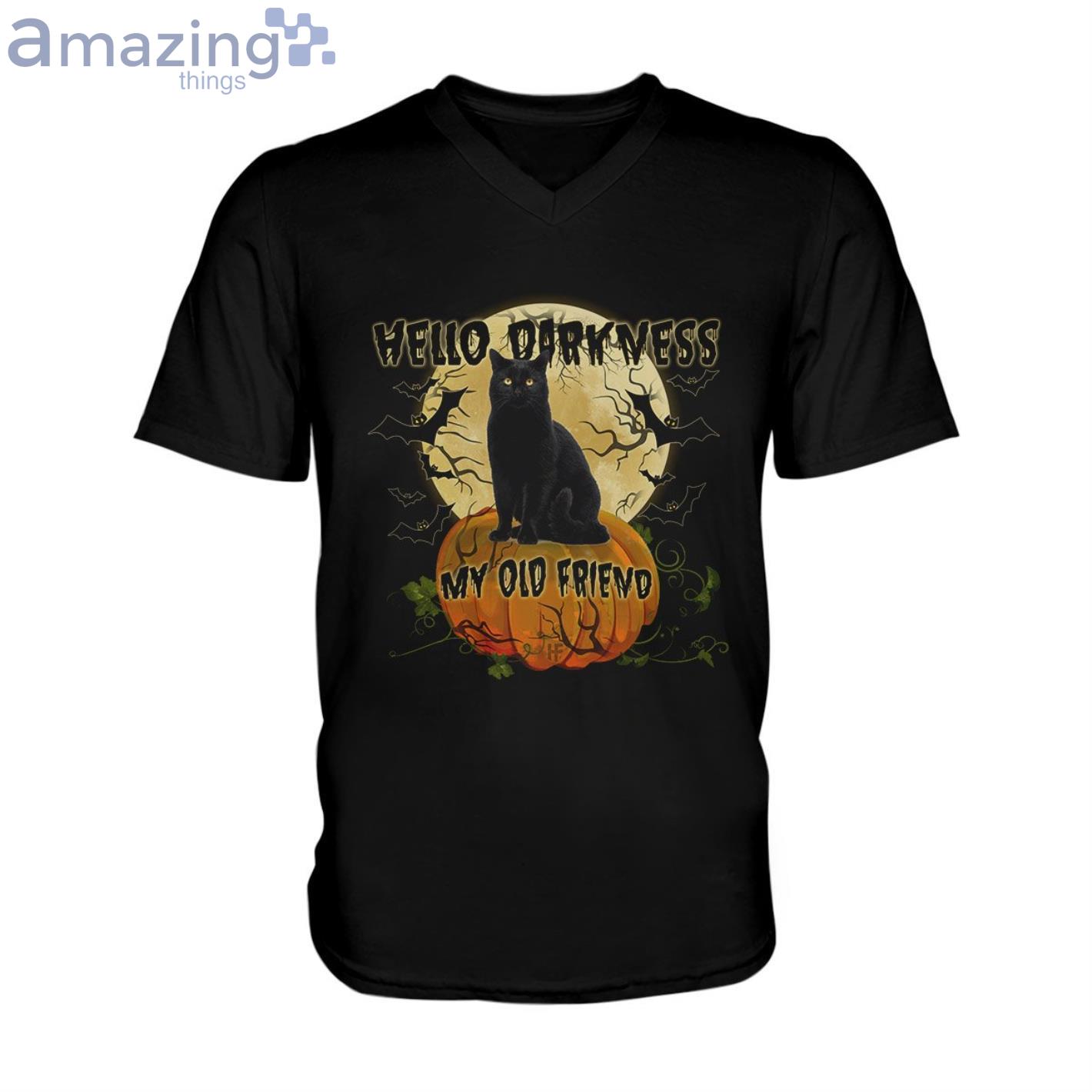 Halloween Black Cat Men V-Neck T-Shirt Product Photo 1