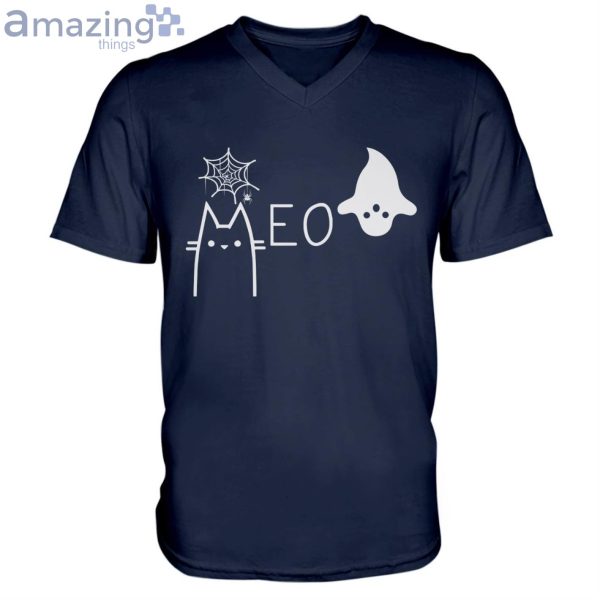 Halloween Cat Meow Men V-Neck T-Shirt Product Photo 2