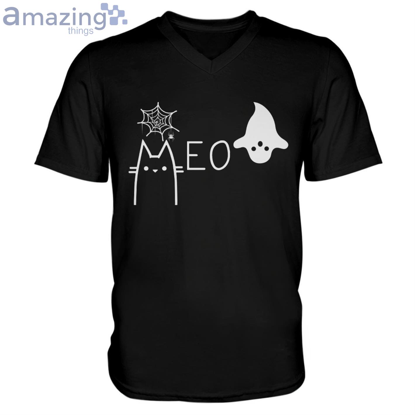 Halloween Cat Meow Men V-Neck T-Shirt Product Photo 1