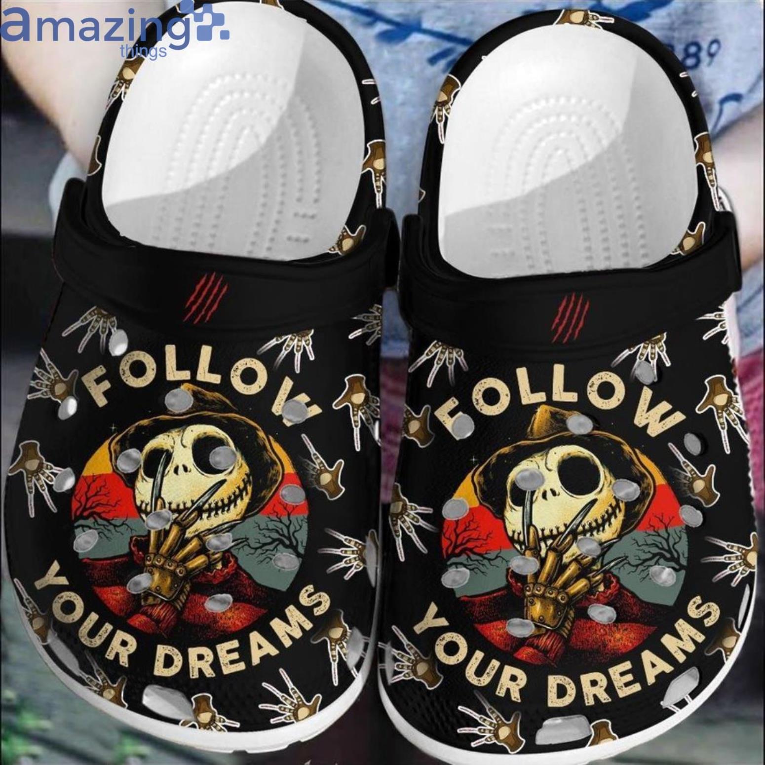 Halloween Follow Dreams Skellington Freddy Krueger Clog Shoes Product Photo 1