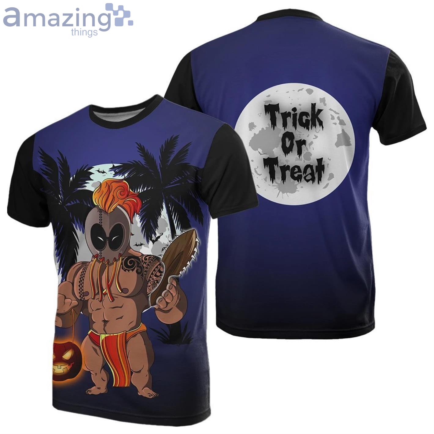 Halloween Trick Or Treat Kanaka Warrior T-Shirt – Ah – J1 Product Photo 1
