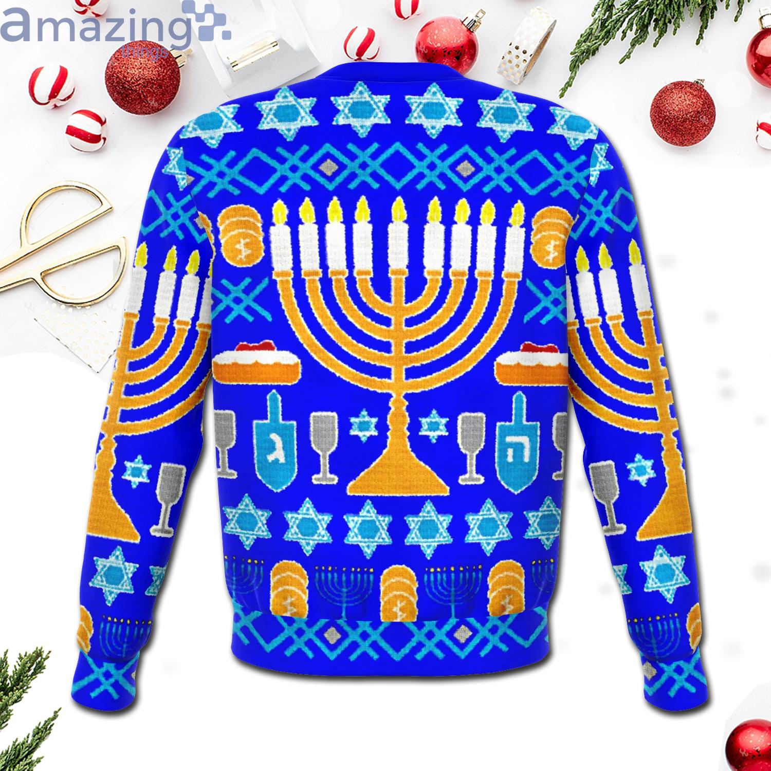 Hanukkah Blue All Over Print Christm Ugly Sweater Product Photo 1 Hanukkah Blue All Over Print Christm Ugly Sweater Product Photo 1