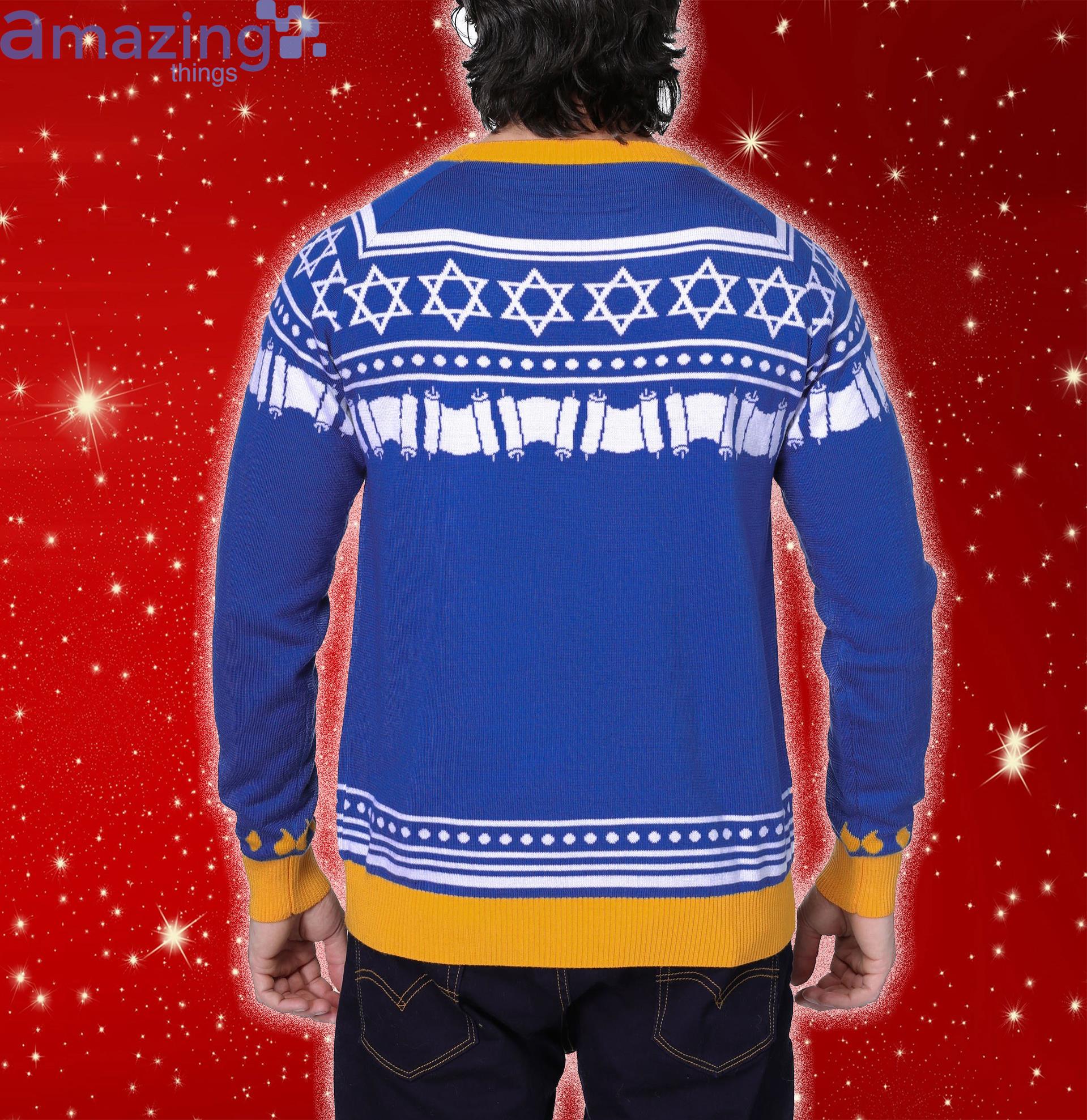 Hanukkah Menorah Christmas Ugly Holiday Sweater image Hanukkah Menorah Christmas Ugly Holiday Sweater Product Photo 2