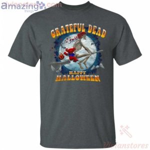 Happy Halloween Skeleton And Bear Riding Broomstick Grateful Dead T-Shirt Product Photo 2