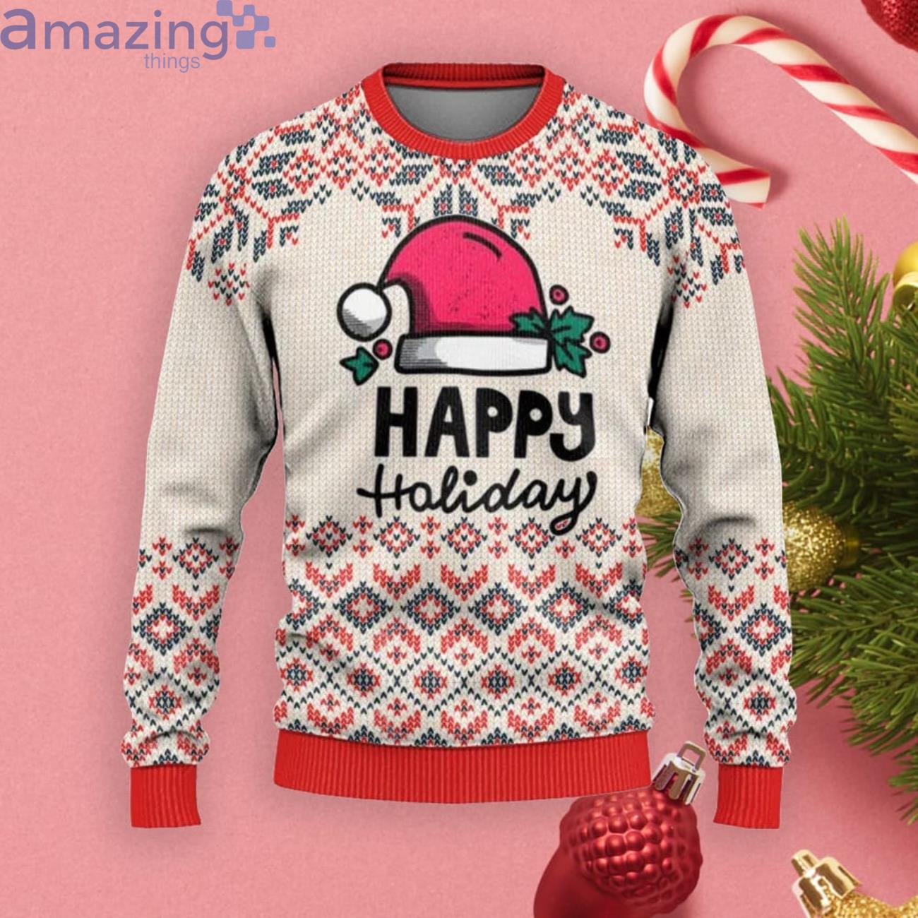 Happy Holiday Christmas Gift Ugly Christmas Sweater Product Photo 1
