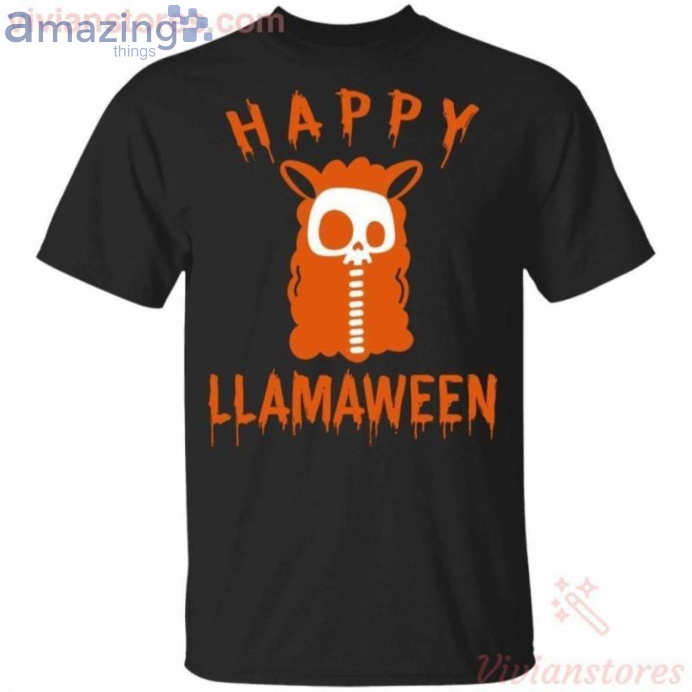 Happy Llamaween Funny Llama Halloween T-Shirt Product Photo 1