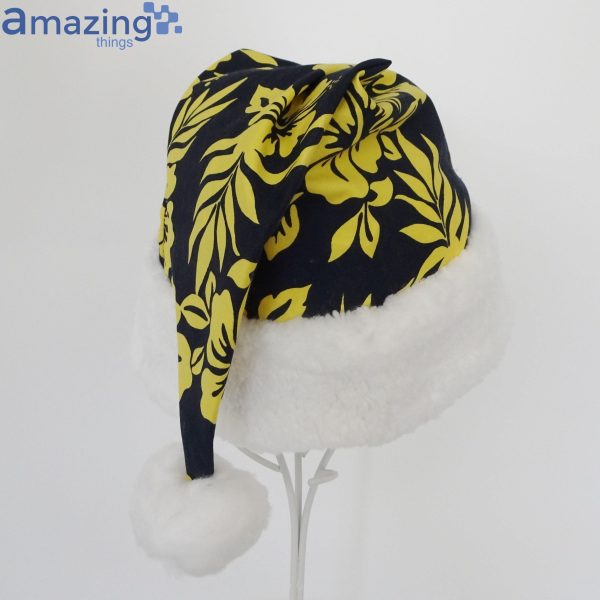 Hawaiian Tropical Leaves And Flowers Christmas Santa Hat For Adult And Child Product Photo 2