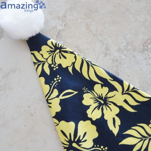 Hawaiian Tropical Leaves And Flowers Christmas Santa Hat For Adult And Child Product Photo 3