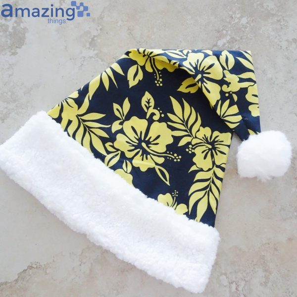 Hawaiian Tropical Leaves And Flowers Christmas Santa Hat For Adult And Child Product Photo 5