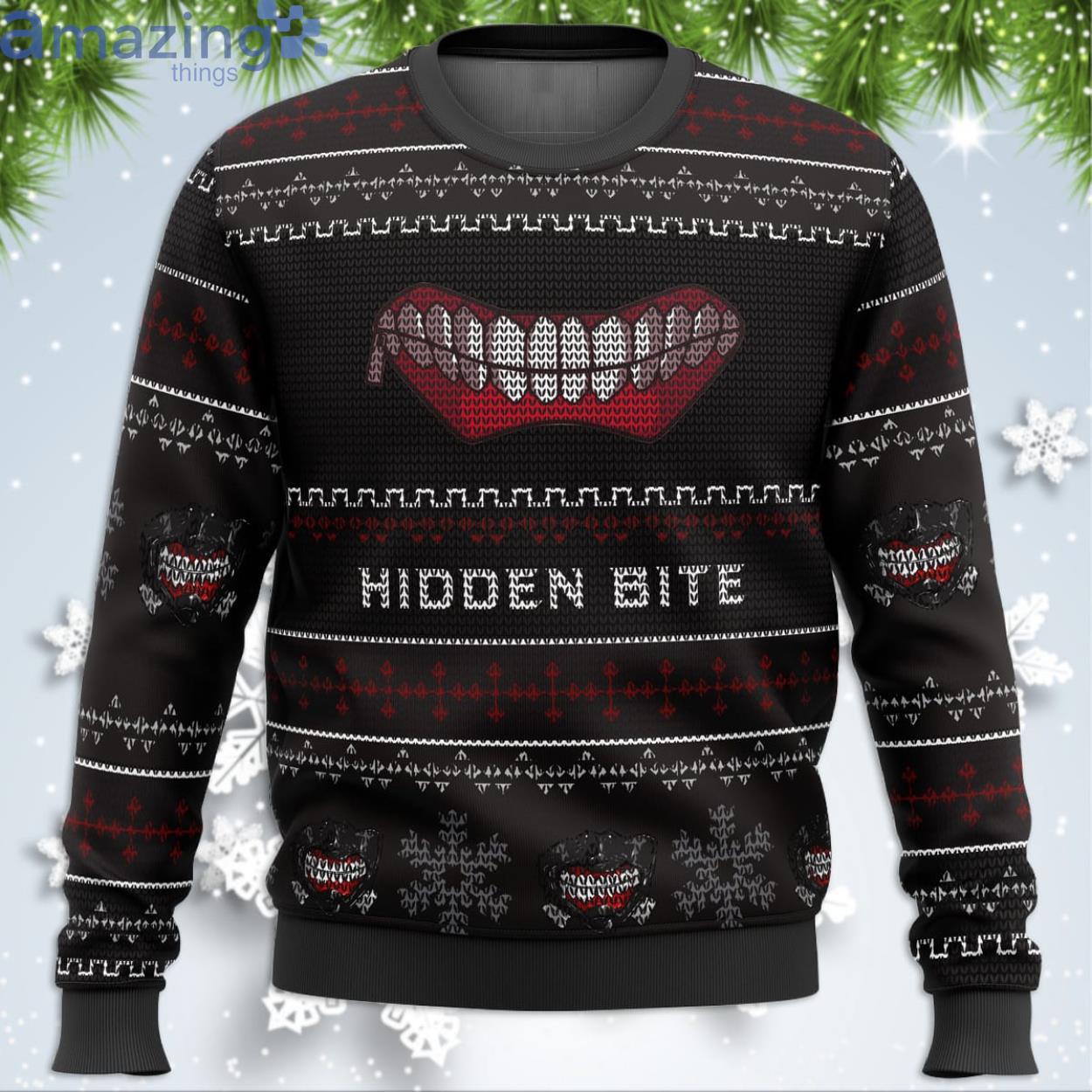 Hidden Bite Tokyo Ghoul Funny Christmas Gift Ugly Christmas Sweater Product Photo 1 Hidden Bite Tokyo Ghoul Funny Christmas Gift Ugly Christmas Sweater Product Photo 1