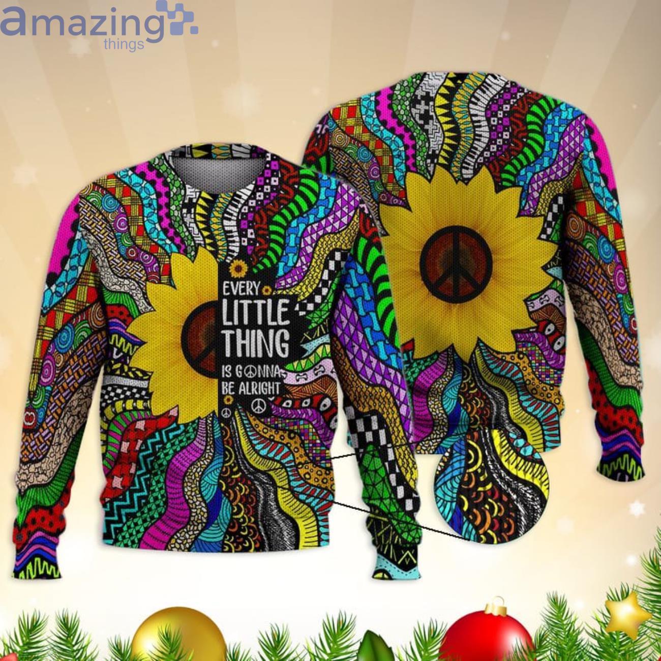 Hippie Sunflower Everyting Is Gonna Be Alright 3D All Over Printed Sweater Product Photo 1